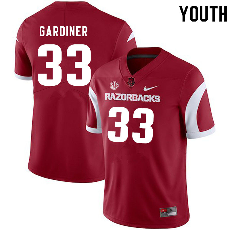 Youth #33 Karch Gardiner Arkansas Razorbacks College Football Jerseys Sale-Cardinal
